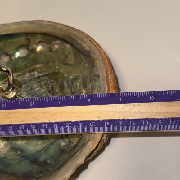 Large Abalone Shell Smudge Pot Serving Bowl Specimen Iridescent With Handle 9x7" - Picture 15 of 16